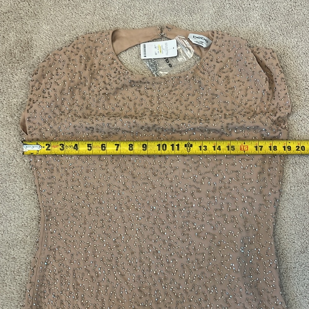 Bebe Beaded Open Back Dress Size Medium New With Tags - Picture 8 of 11